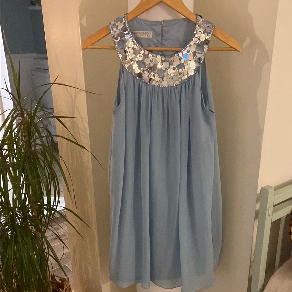 Chic Blue Dress with Sequin Detail